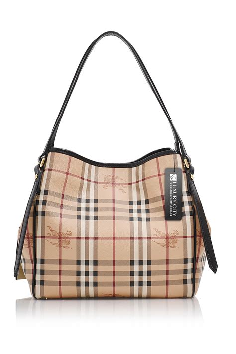 burberry small haymarket beige black check tote bag|burberry checked canvas tote bag.